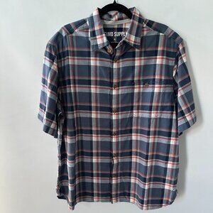 Mossimo Supply Red White & Blue Check XL Men's Short Sleeve Shirt  100% Cotton